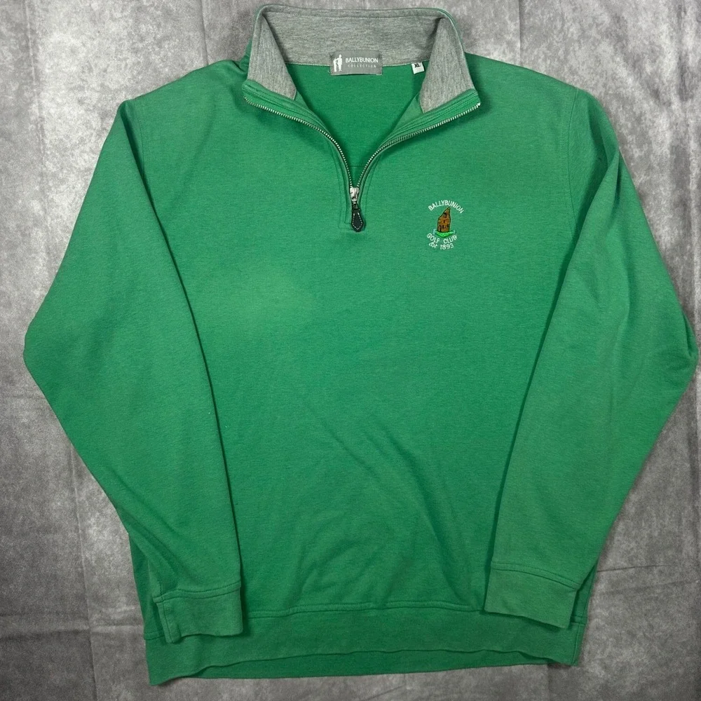 Ballybunion Golf Club Quarter Zip Mens XL Green Pullover Irish Golf Sweatshirt